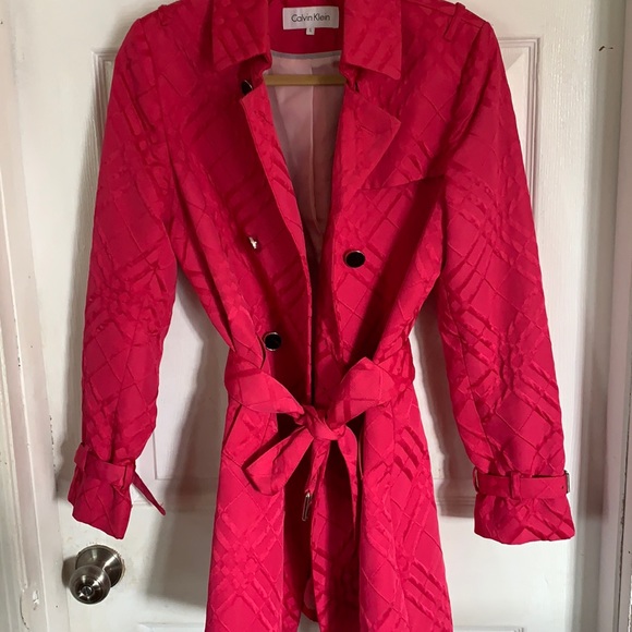 Calvin Klein Jackets & Blazers - CALVIN KLEIN belted trench coat Fuschia Size S